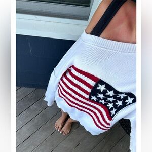 White Sweater with American Flag Design